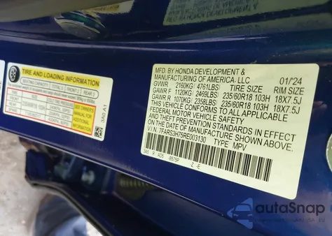 2024 Honda Cr-V Ex-L 2Wd из США, поврежденный, VIN 7FARS3H75RE003130